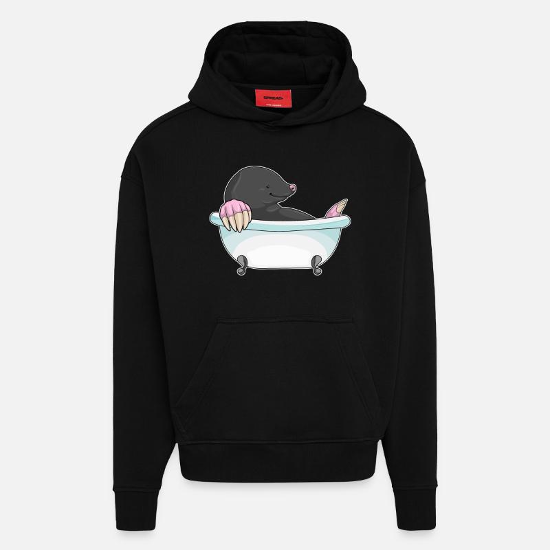 Baignoire taupe - Sweat à capuche bio épais oversize fabriqué en UE - SOLID BLACK