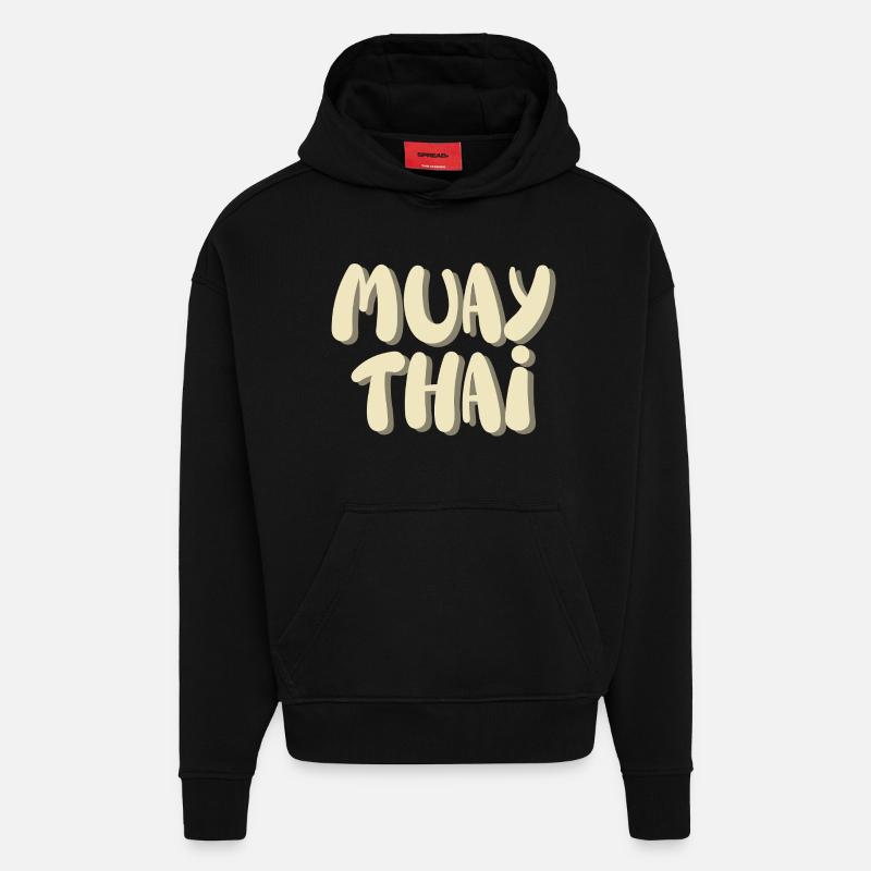 Muay thaï - Sweat à capuche bio épais oversize fabriqué en UE - SOLID BLACK