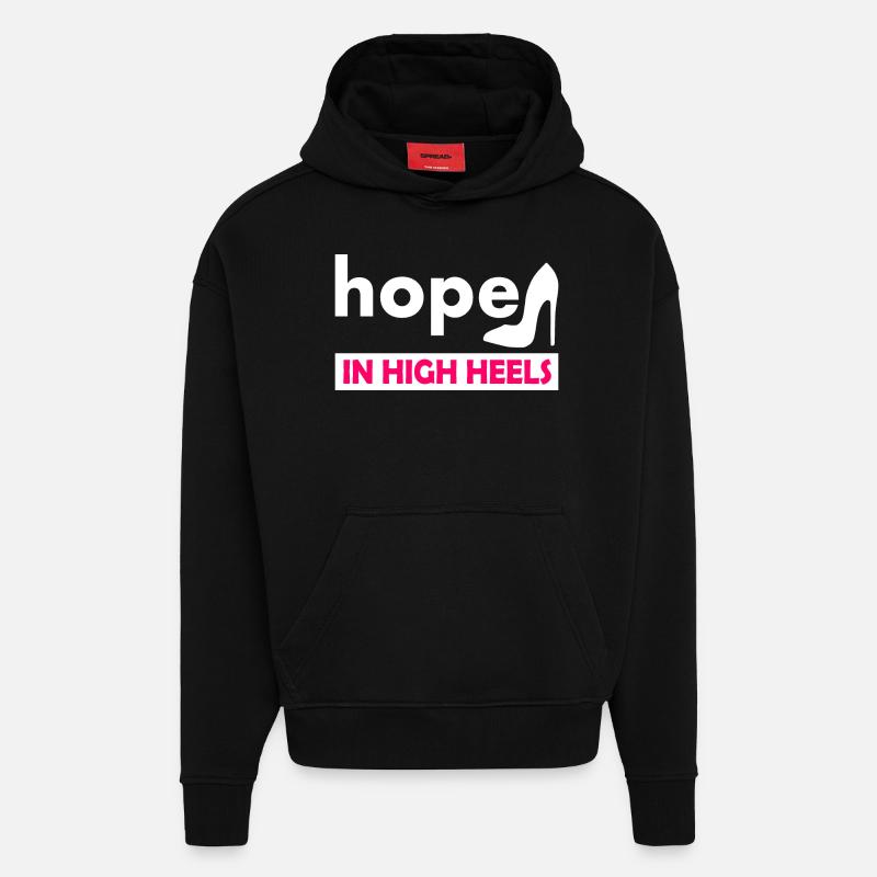 hope in high heels - Sweat à capuche bio épais oversize fabriqué en UE - SOLID BLACK