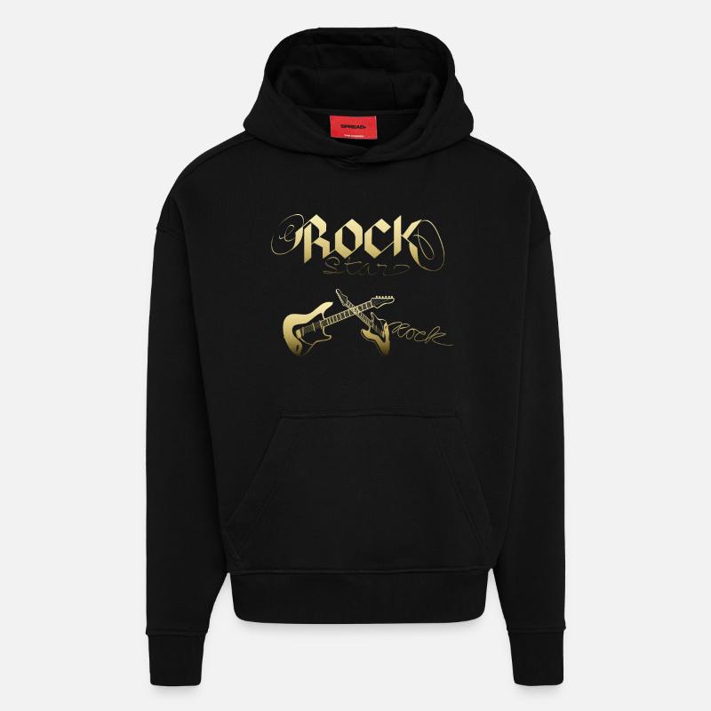 Rock Star - Hoodie- made by SPREAD  - SOLID BLACK