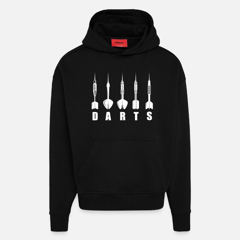 Logo de Dart Darts Darts - Sweat à capuche bio épais oversize fabriqué en UE - SOLID BLACK