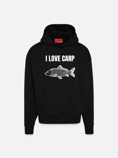 Ich liebe Karpfen-Silhouette - Hoodie- made by SPREAD  - SOLID BLACK