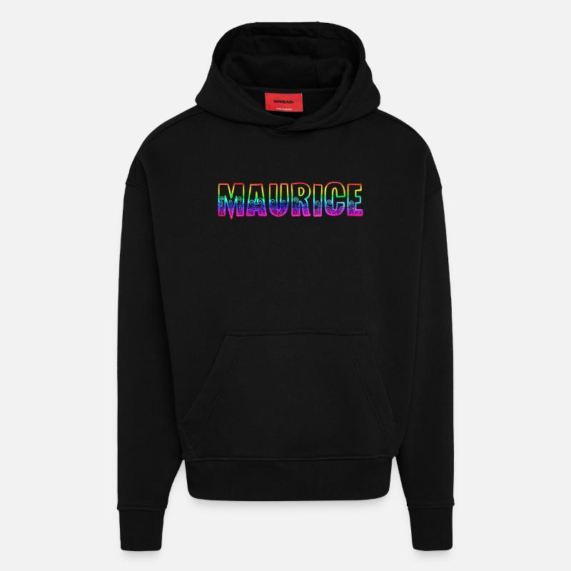 maurice rs arc-en-ciel - Sweat à capuche bio épais oversize fabriqué en UE - SOLID BLACK