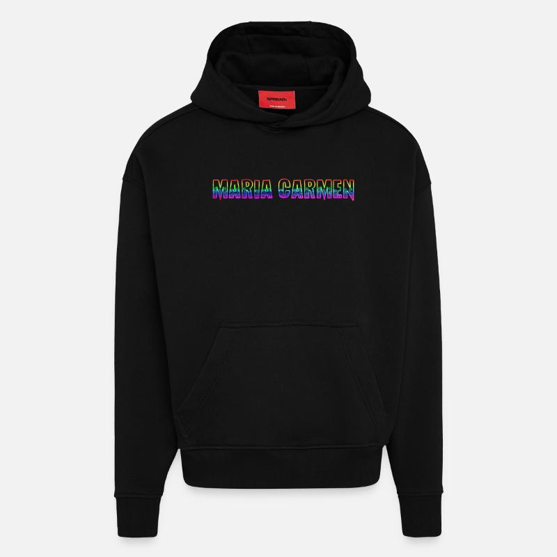 Maria Carmen RS Arc-en-ciel - Sweat à capuche bio épais oversize fabriqué en UE - SOLID BLACK