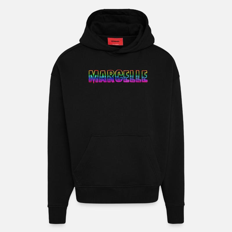 marcelle rs arc-en-ciel - Sweat à capuche bio épais oversize fabriqué en UE - SOLID BLACK