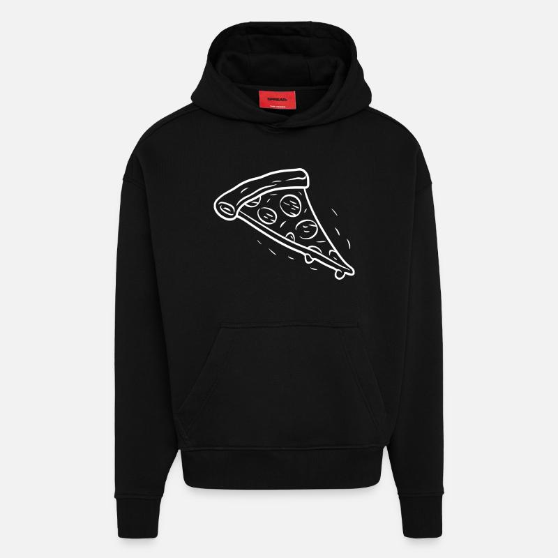 Pizza Slice Line Drawing - Hoodie- made by SPREAD  - SOLID BLACK