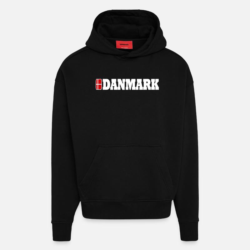 Danemark - Sweat à capuche bio épais oversize fabriqué en UE - SOLID BLACK