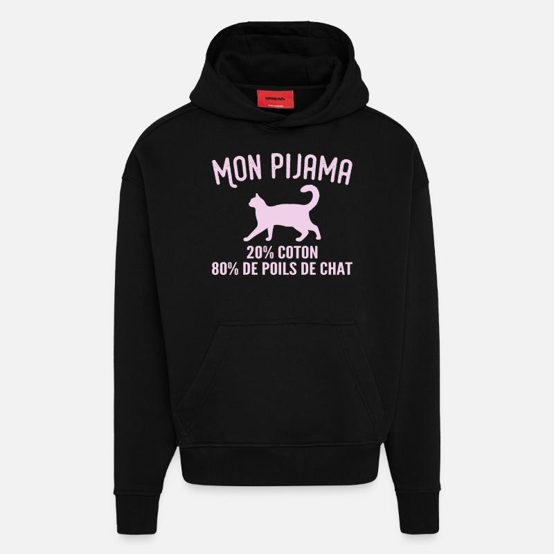 Humorvoller Katzenhaar-Pyjama - Hoodie- made by SPREAD  - SOLID BLACK