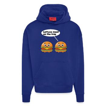 Salatfleisch auf dem Tablett lustiges Burger-Wortspiel - Hoodie- made by SPREAD  - Iconic Blue - Vorne