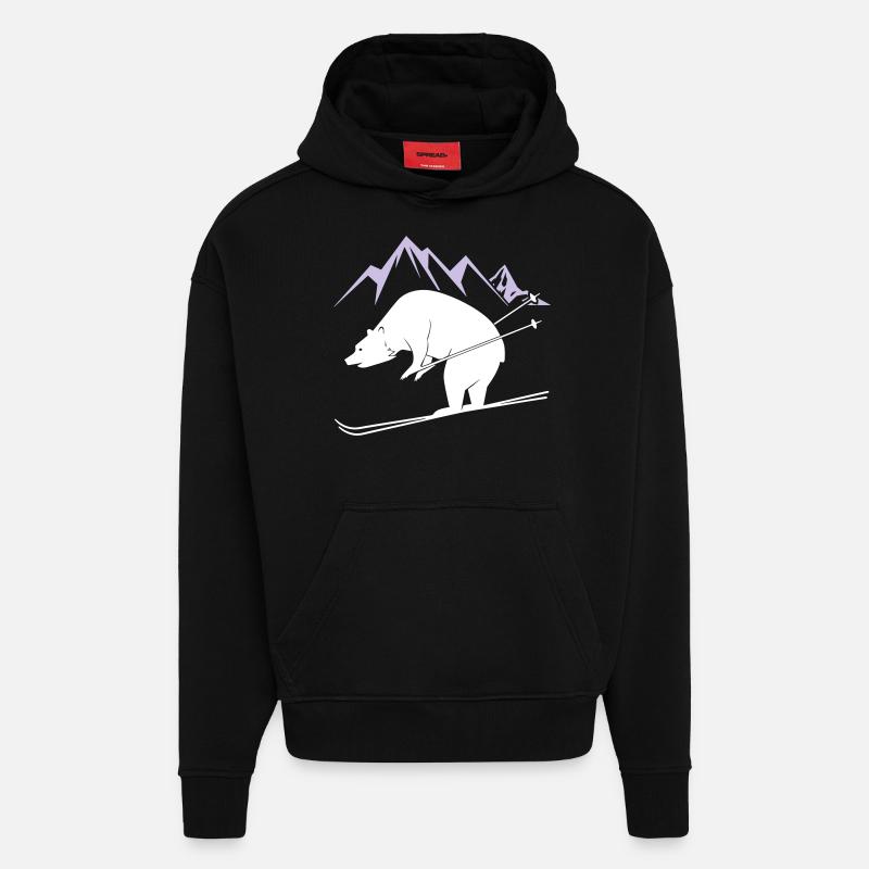 Snowboard Bear - Hoodie- made by SPREAD  - SOLID BLACK