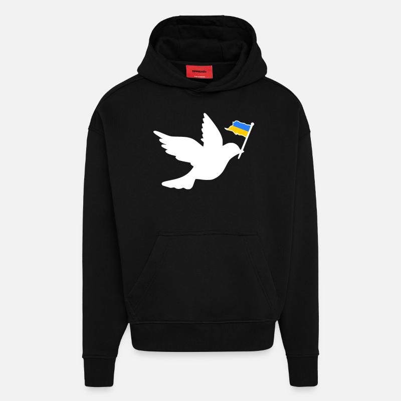 Ukraine - Sweat à capuche bio épais oversize fabriqué en UE - SOLID BLACK