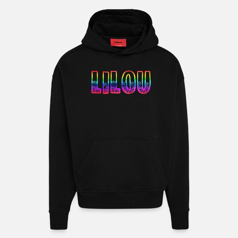 lilou rs arc-en-ciel - Sweat à capuche bio épais oversize fabriqué en UE - SOLID BLACK