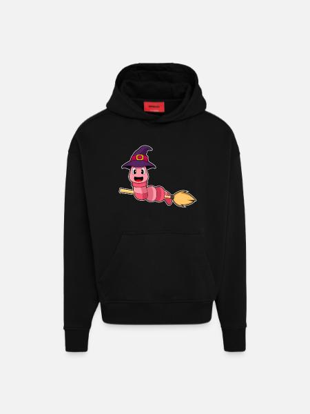 Worm Witch Broom - Hoodie- made by SPREAD  - SOLID BLACK