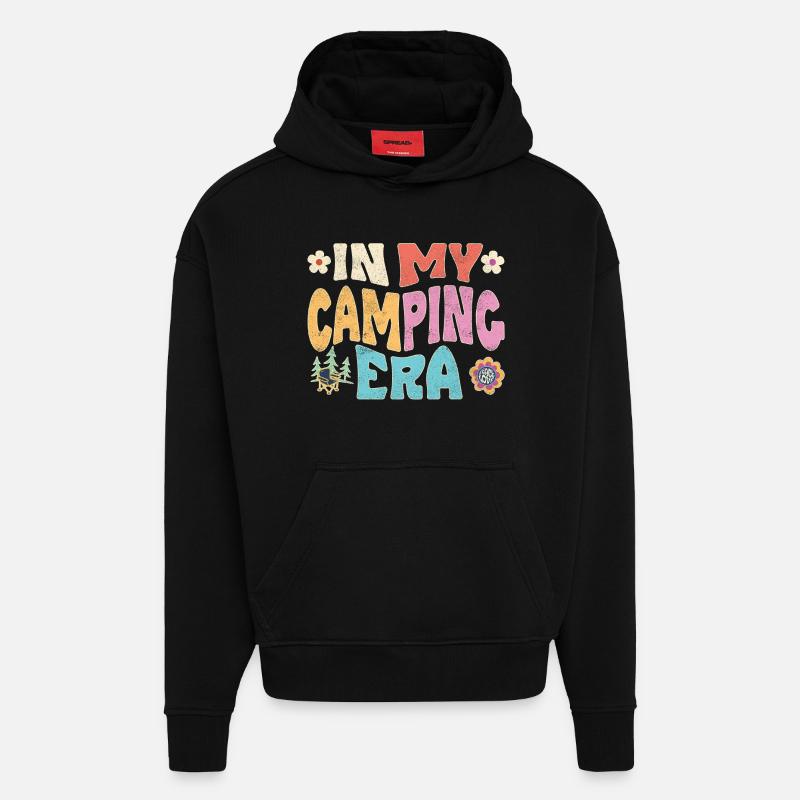À l’époque du camping - Sweat à capuche bio épais oversize fabriqué en UE - SOLID BLACK