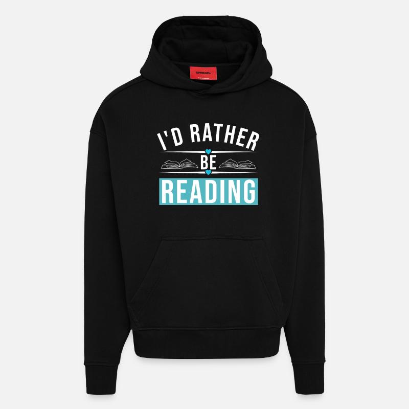 JE PRÉFÈRE LIRE - Sweat à capuche bio épais oversize fabriqué en UE - SOLID BLACK