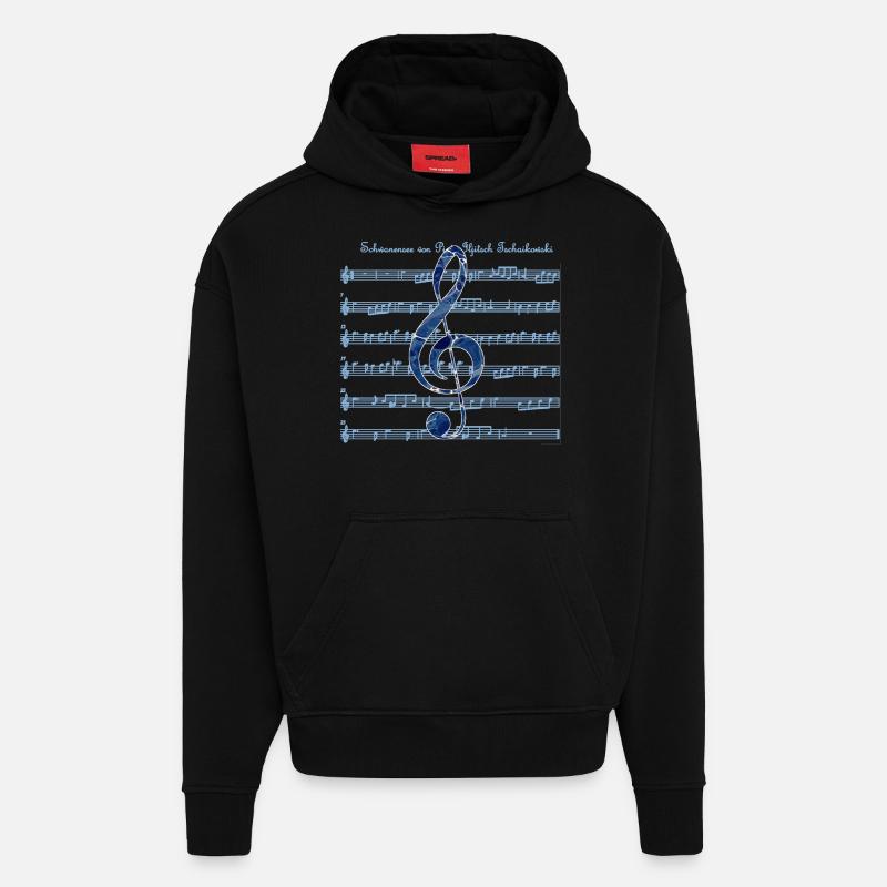 clé de partition ebru 12 - Sweat à capuche bio épais oversize fabriqué en UE - SOLID BLACK