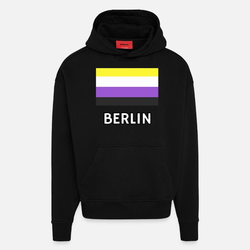 Non binary Pride Flag Berlin - Hoodie- made by SPREAD  - SOLID BLACK