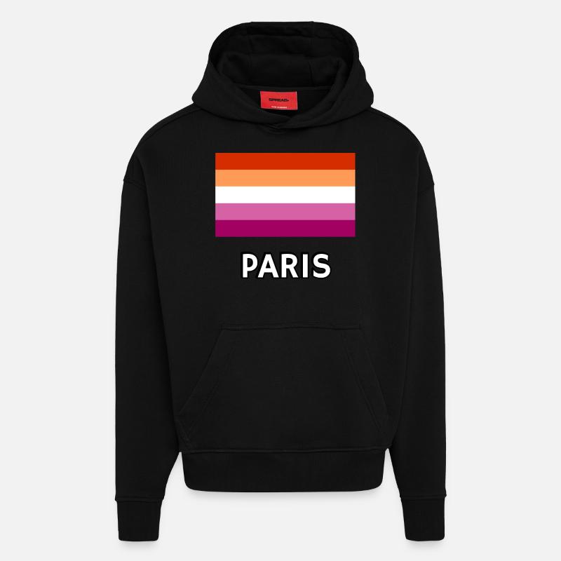 Lesbian Pride Flagge Paris - Hoodie- made by SPREAD  - SOLID BLACK