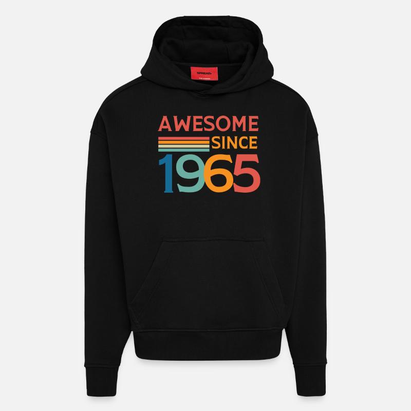Awesome since 1965 - Sweat à capuche bio épais oversize fabriqué en UE - SOLID BLACK