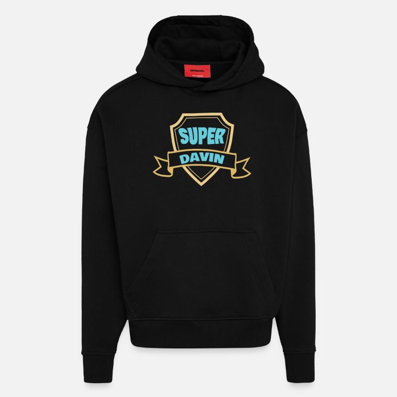 Cadeau pour Davin - Sweat à capuche bio épais oversize fabriqué en UE - SOLID BLACK