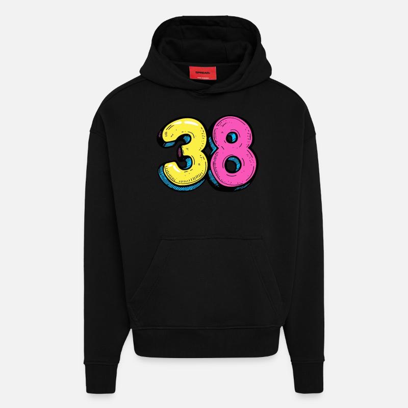 Bande dessinée à 38 chiffres - Sweat à capuche bio épais oversize fabriqué en UE - SOLID BLACK