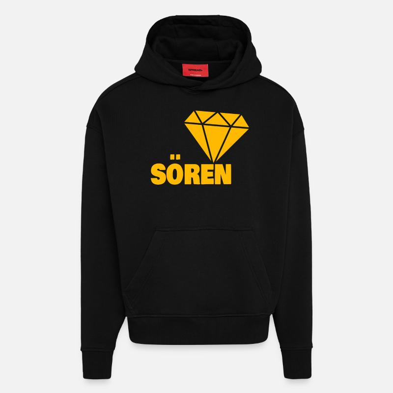 Cadeau pour Soeren - Sweat à capuche bio épais oversize fabriqué en UE - SOLID BLACK