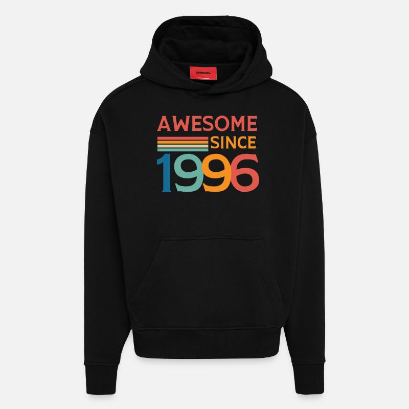 Awesome since 1996 - Sweat à capuche bio épais oversize fabriqué en UE - SOLID BLACK