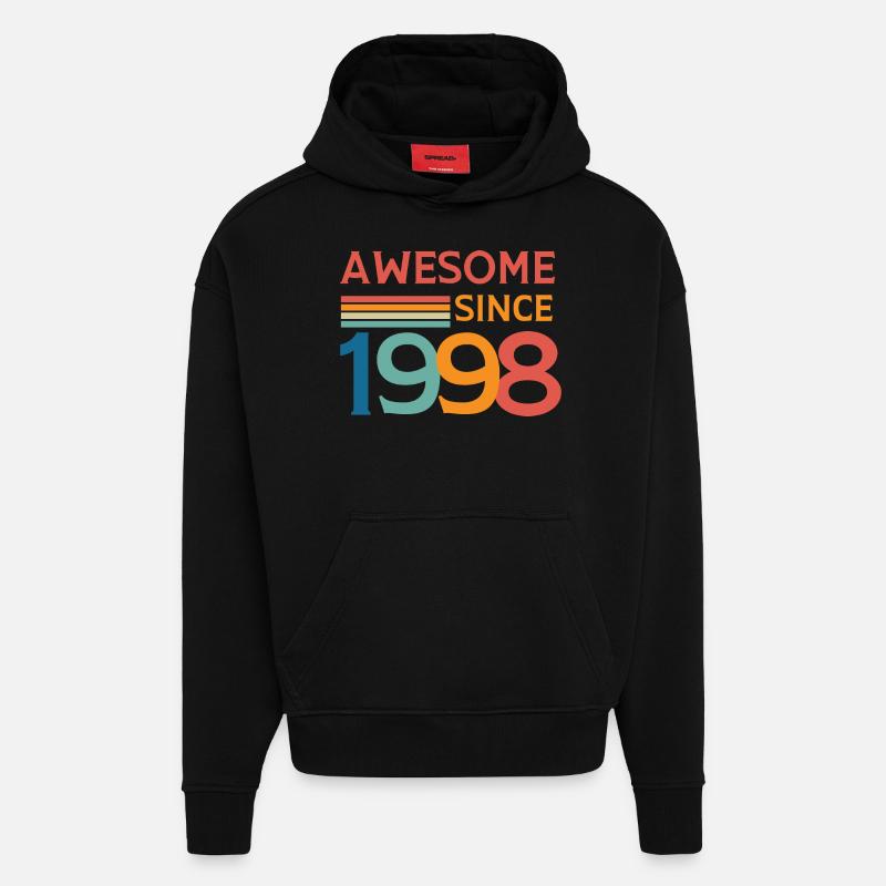 Awesome since 1998 - Sweat à capuche bio épais oversize fabriqué en UE - SOLID BLACK