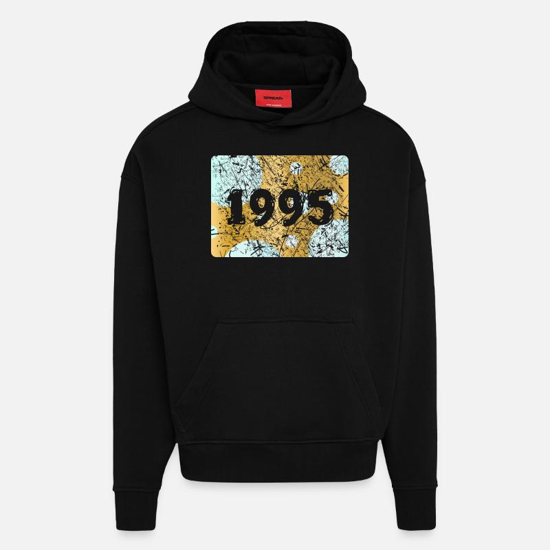 1995 1995 - Sweat à capuche bio épais oversize fabriqué en UE - SOLID BLACK
