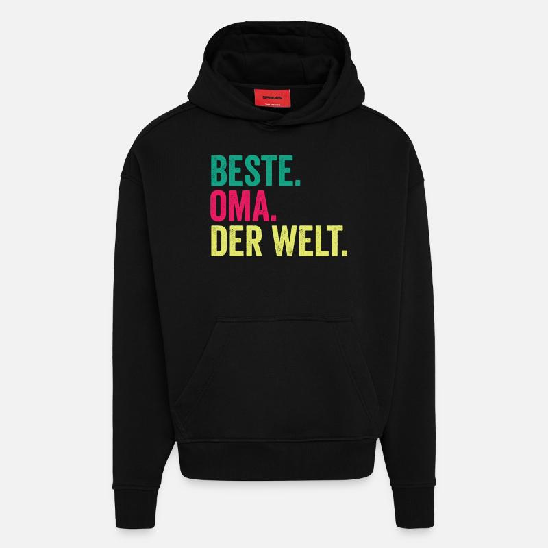 Grand-mère Mamie - Sweat à capuche bio épais oversize fabriqué en UE - SOLID BLACK