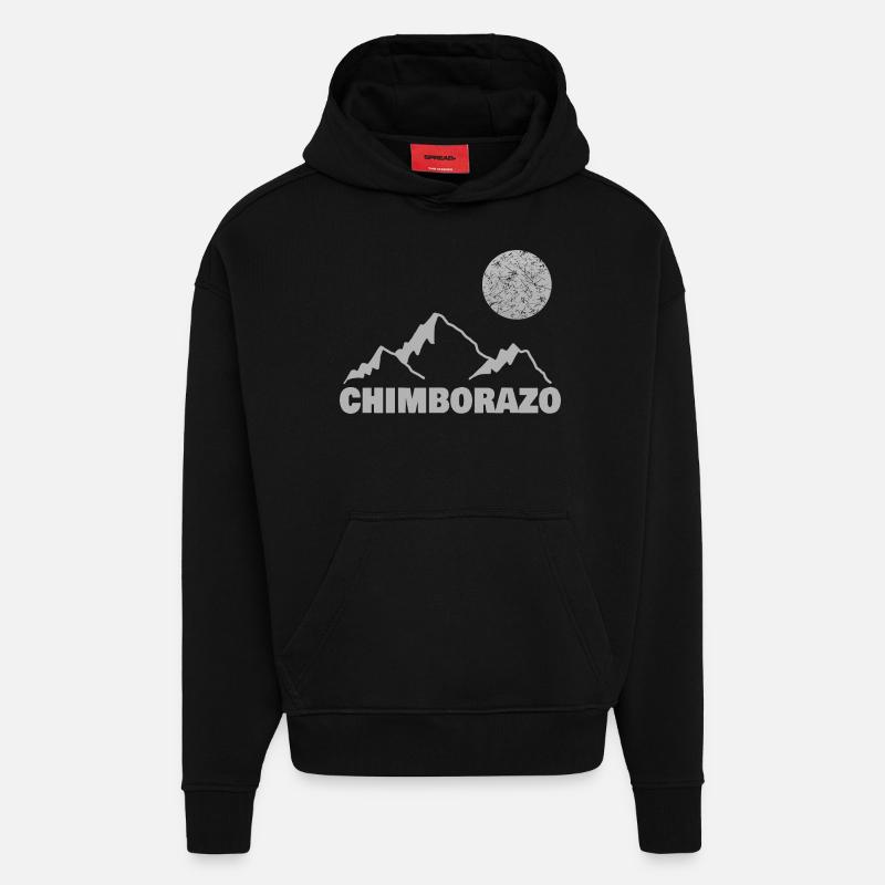 Chimborazo comme grimpant - Sweat à capuche bio épais oversize fabriqué en UE - SOLID BLACK