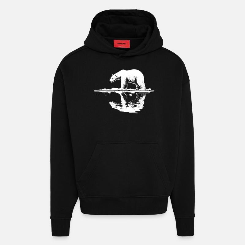 Cool Eisbär Reflektion Silhouette - Hoodie- made by SPREAD - SOLID BLACK