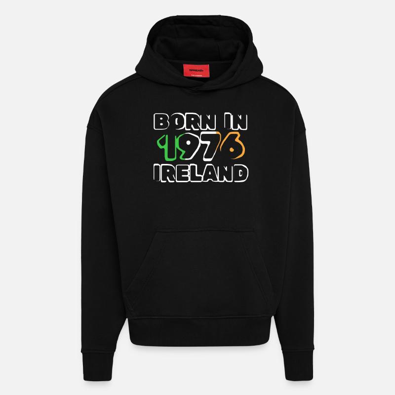 Irlande 1976 - Sweat à capuche bio épais oversize fabriqué en UE - SOLID BLACK