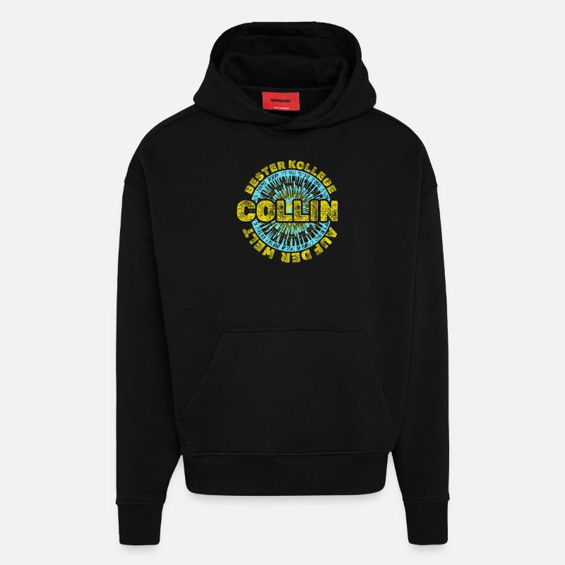 Collin comme prénom - Sweat à capuche bio épais oversize fabriqué en UE - SOLID BLACK