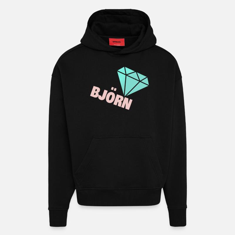 Björn dans le rôle d’Edel - Sweat à capuche bio épais oversize fabriqué en UE - SOLID BLACK