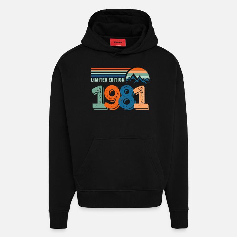 Limited edition 1981 - Sweat à capuche bio épais oversize fabriqué en UE - SOLID BLACK