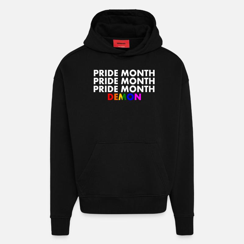 pride month demon - Sweat à capuche bio épais oversize fabriqué en UE - SOLID BLACK