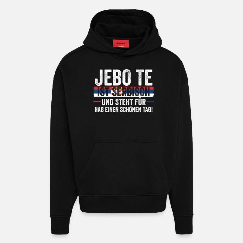 Serbe Serbe Serbie - Sweat à capuche bio épais oversize fabriqué en UE - SOLID BLACK
