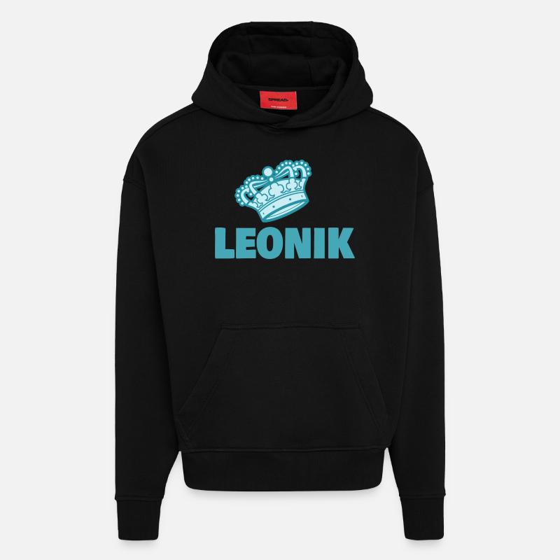Leonik comme prénom - Sweat à capuche bio épais oversize fabriqué en UE - SOLID BLACK