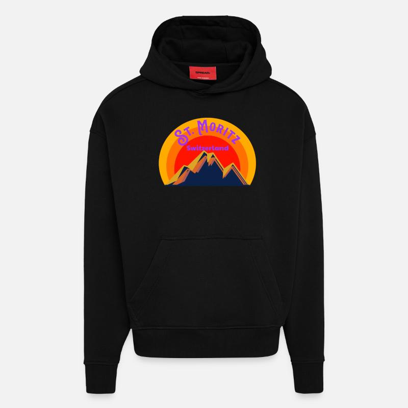 Saint-Moritz - Sweat à capuche bio épais oversize fabriqué en UE - SOLID BLACK