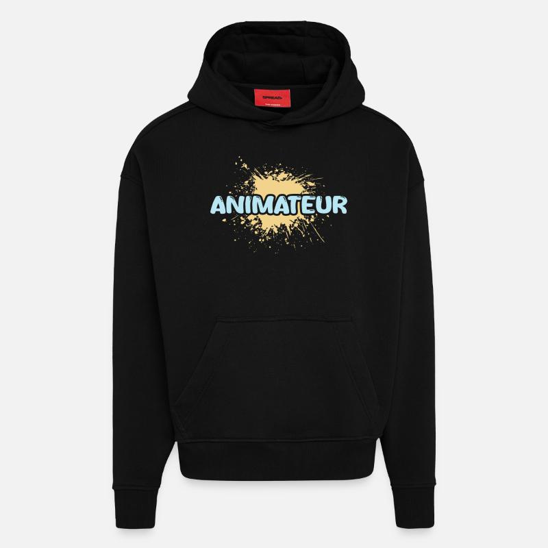 Animateur de poste - Sweat à capuche bio épais oversize fabriqué en UE - SOLID BLACK