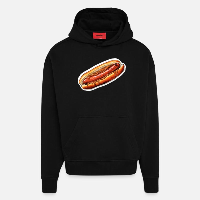 Bratwurst - Sweat à capuche bio épais oversize fabriqué en UE - SOLID BLACK