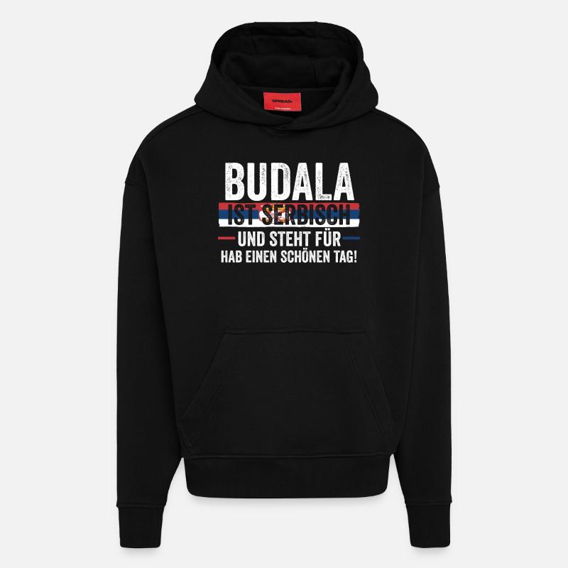 Serbe Serbe Serbie - Sweat à capuche bio épais oversize fabriqué en UE - SOLID BLACK