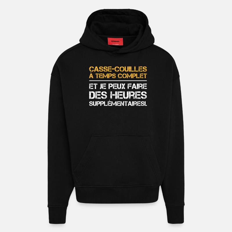 Casse-couilles à temps complet - Sweat à capuche bio épais oversize fabriqué en UE - SOLID BLACK