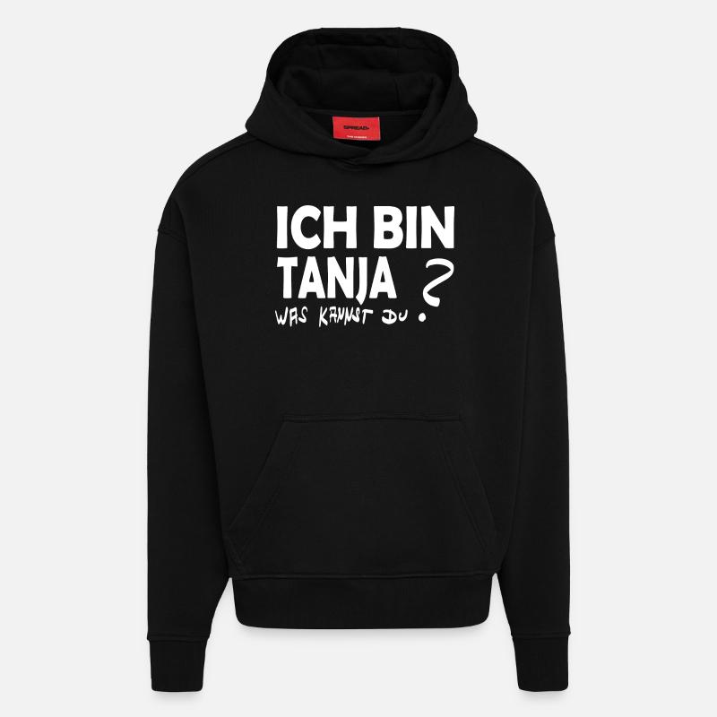First name Tanja - Hoodie- made by SPREAD  - SOLID BLACK