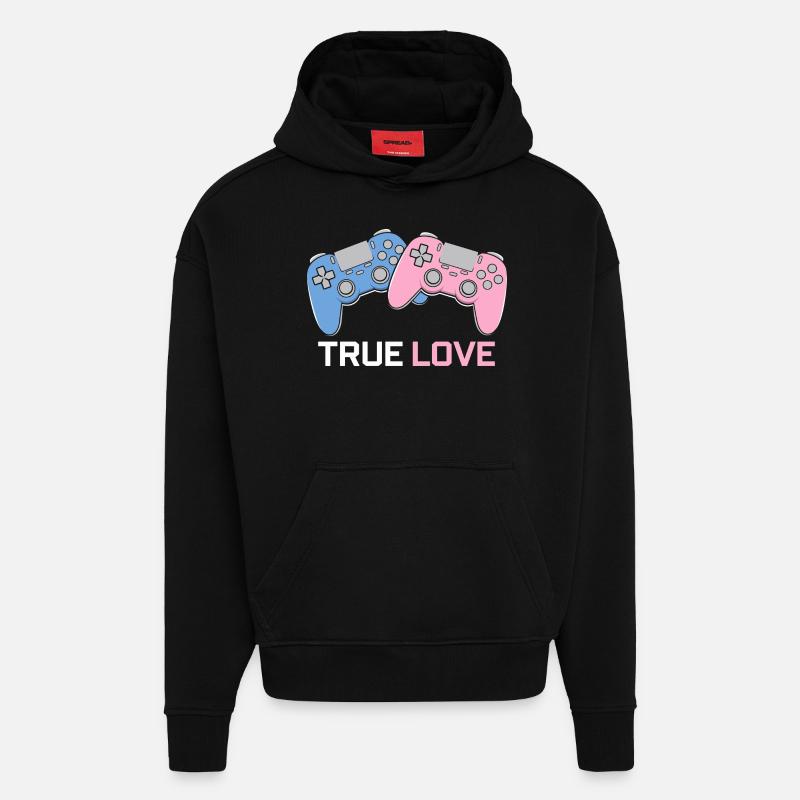 True Love - Sweat à capuche bio épais oversize fabriqué en UE - SOLID BLACK