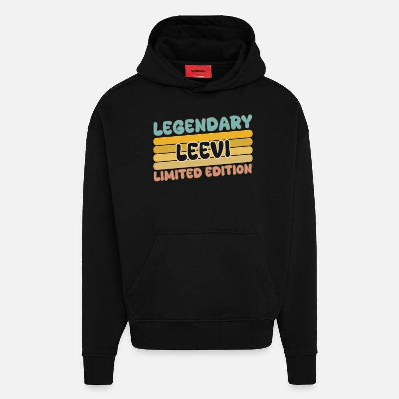 Leevi comme nom - Sweat à capuche bio épais oversize fabriqué en UE - SOLID BLACK