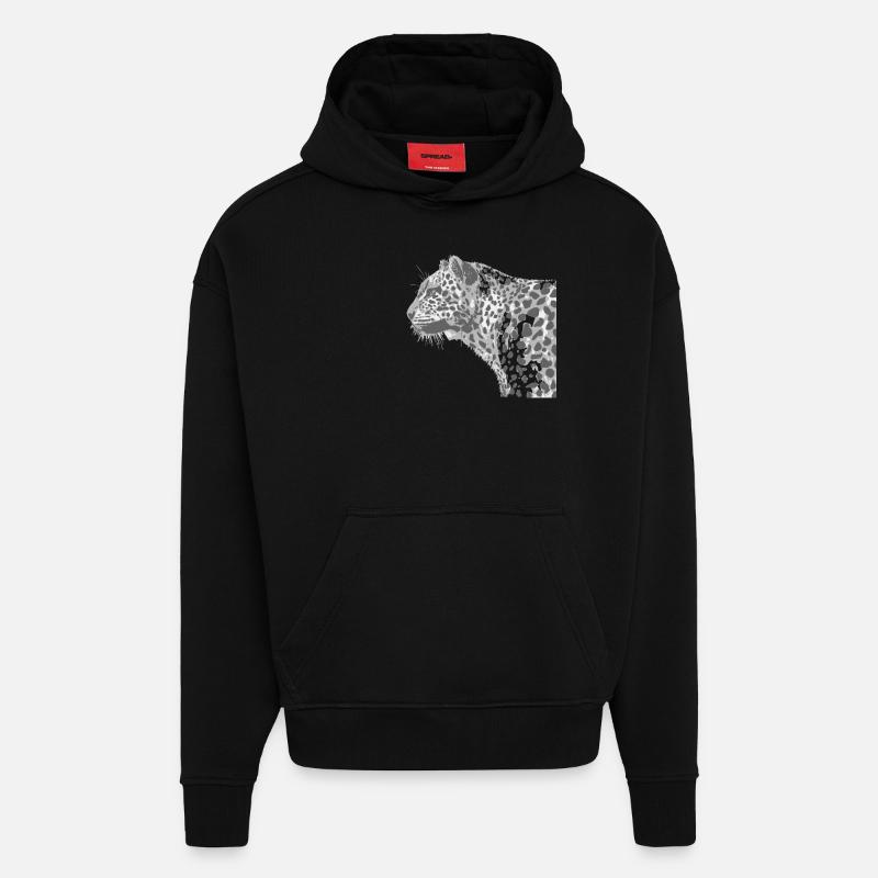 leopard - Hoodie- made by SPREAD  - SOLID BLACK