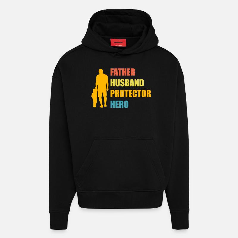Vater, Ehemann, Beschützer, Held - Hoodie- made by SPREAD  - SOLID BLACK