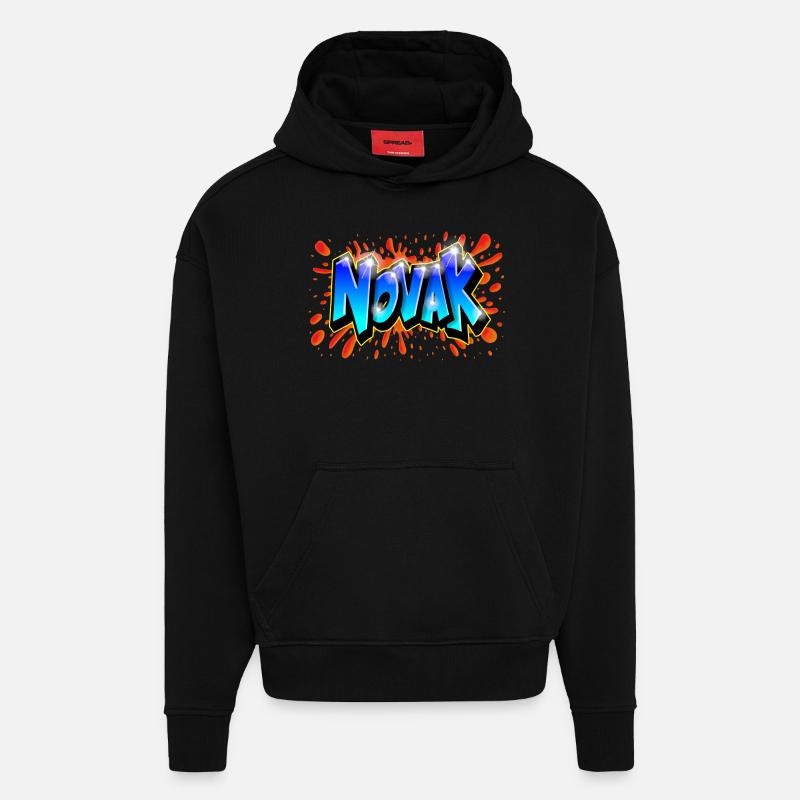 Graffiti NOVAK custom graff print - Hoodie- made by SPREAD  - SOLID BLACK